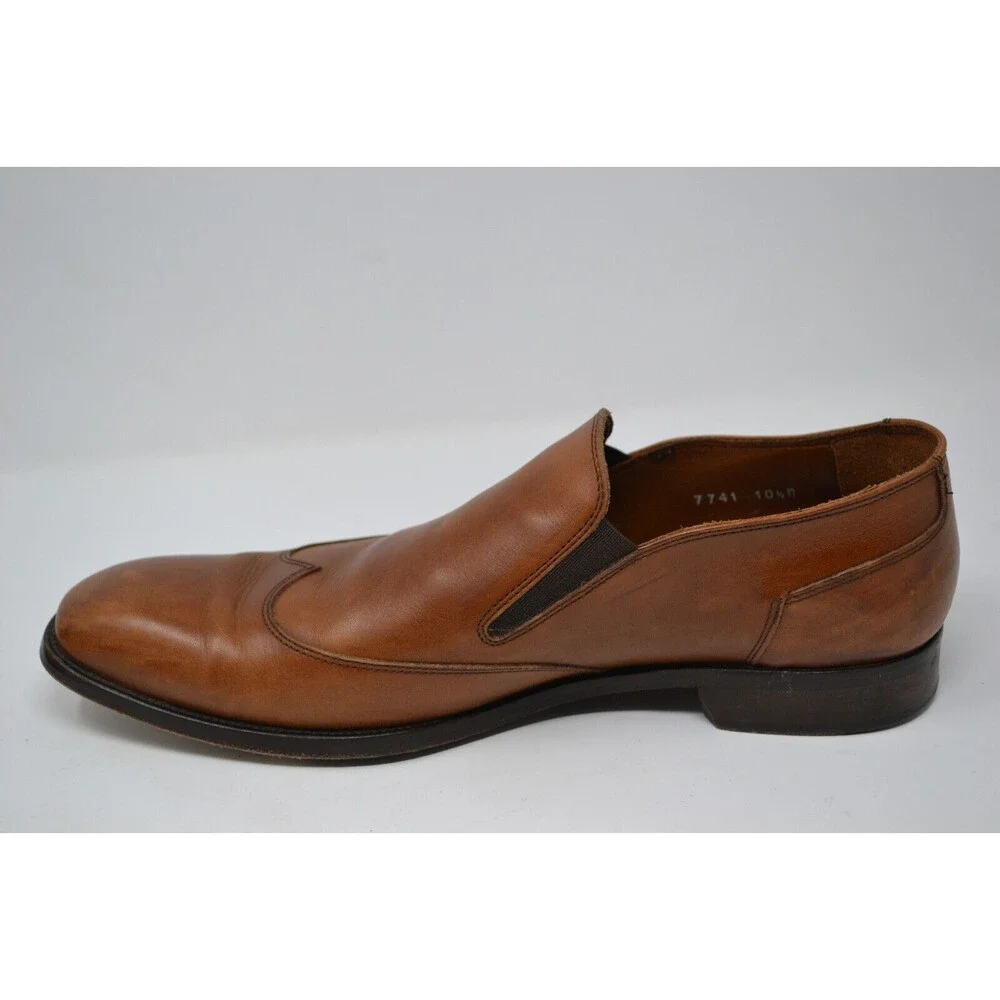 Men's Massimo Matteo Italy 10.5 M Brown Leather Oxford Slip on Dress Shoes 7741‎
